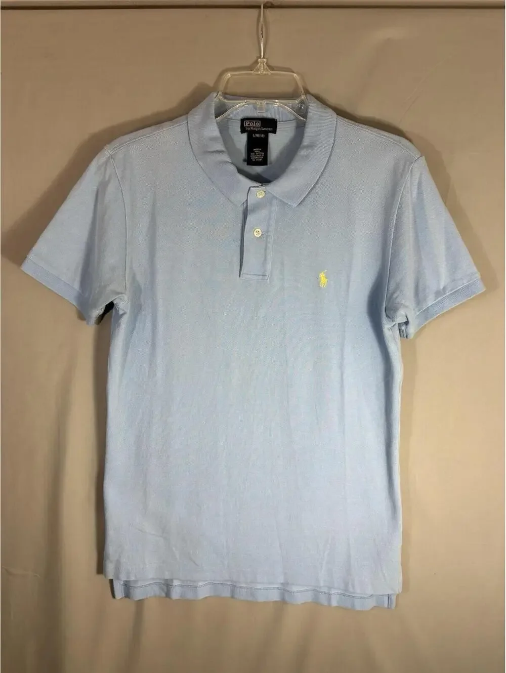 Polo Ralph Lauren Youth L 14-16 Lt Blue Pique Cotton Polo Shirt Pony Logo READ